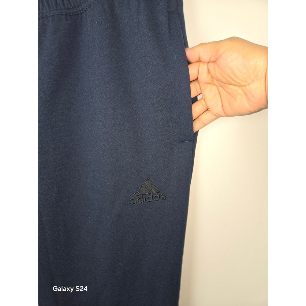 Adidas Mens M FL Taper Pant Navy Blue Fleece Joggers Ankle Zip JP0373 XL New - Picture 5 of 11